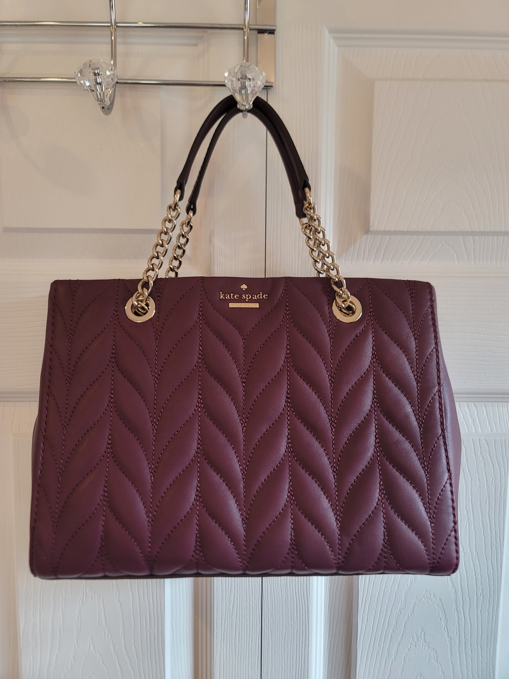 kate spade Quilted Leather Tote Bag in Plum Purple